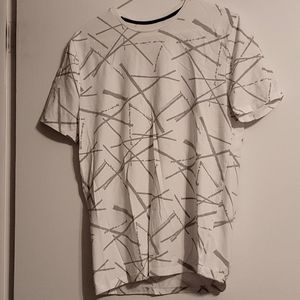 Express Men's Gray Lines White Shirt